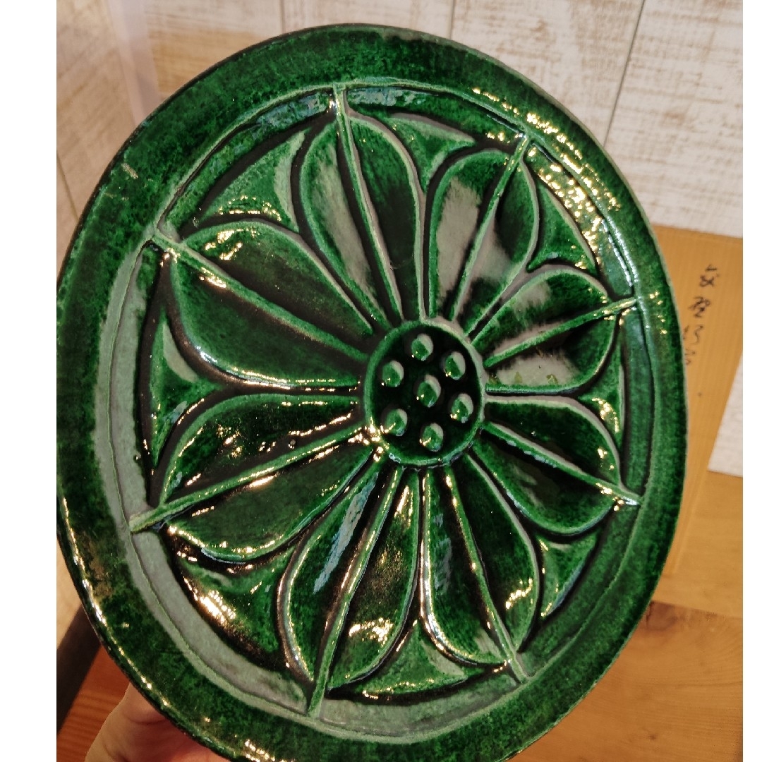 吉向窯 販売 七世 吉向松月 飾皿 瓦皿 共箱付 新品 未使用 美品 作 大皿 飾