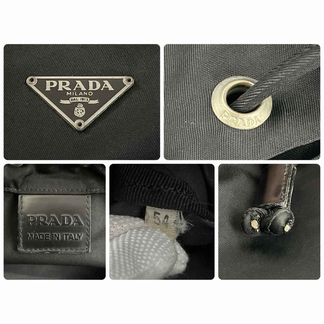 PRADA - プラダ 三角ロゴ 巾着ミニポーチ メイクポーチ 小物入れ 黒