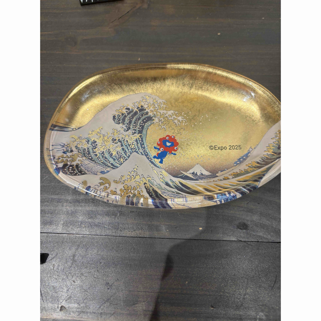 大阪関西万博限定 ミャクミャク 箔名画 北斎 ガラストレー 神奈川沖浪
