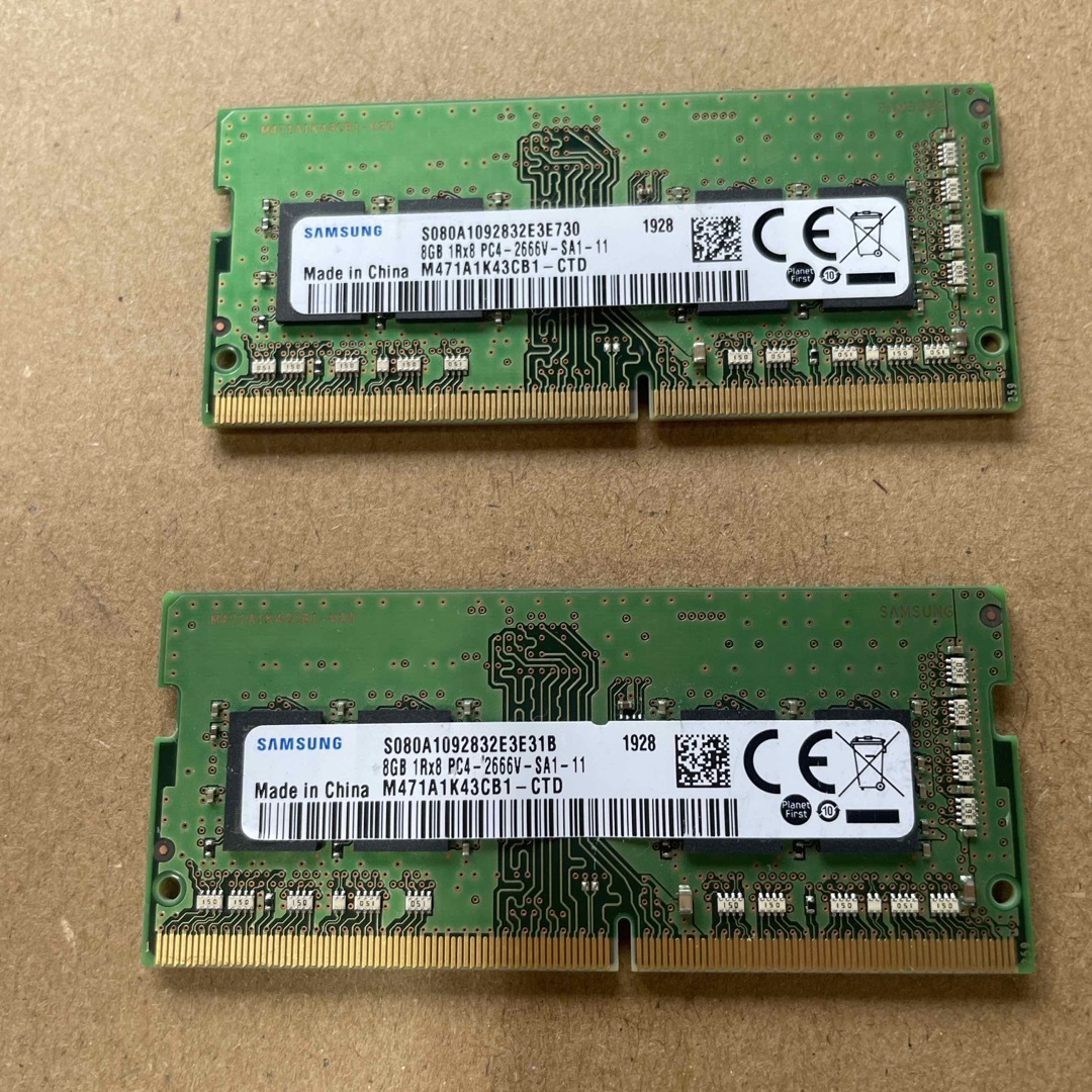 SAMSUNG - SAMSUNG 8GB PC4 2666 2枚の通販 by パパさん's shop