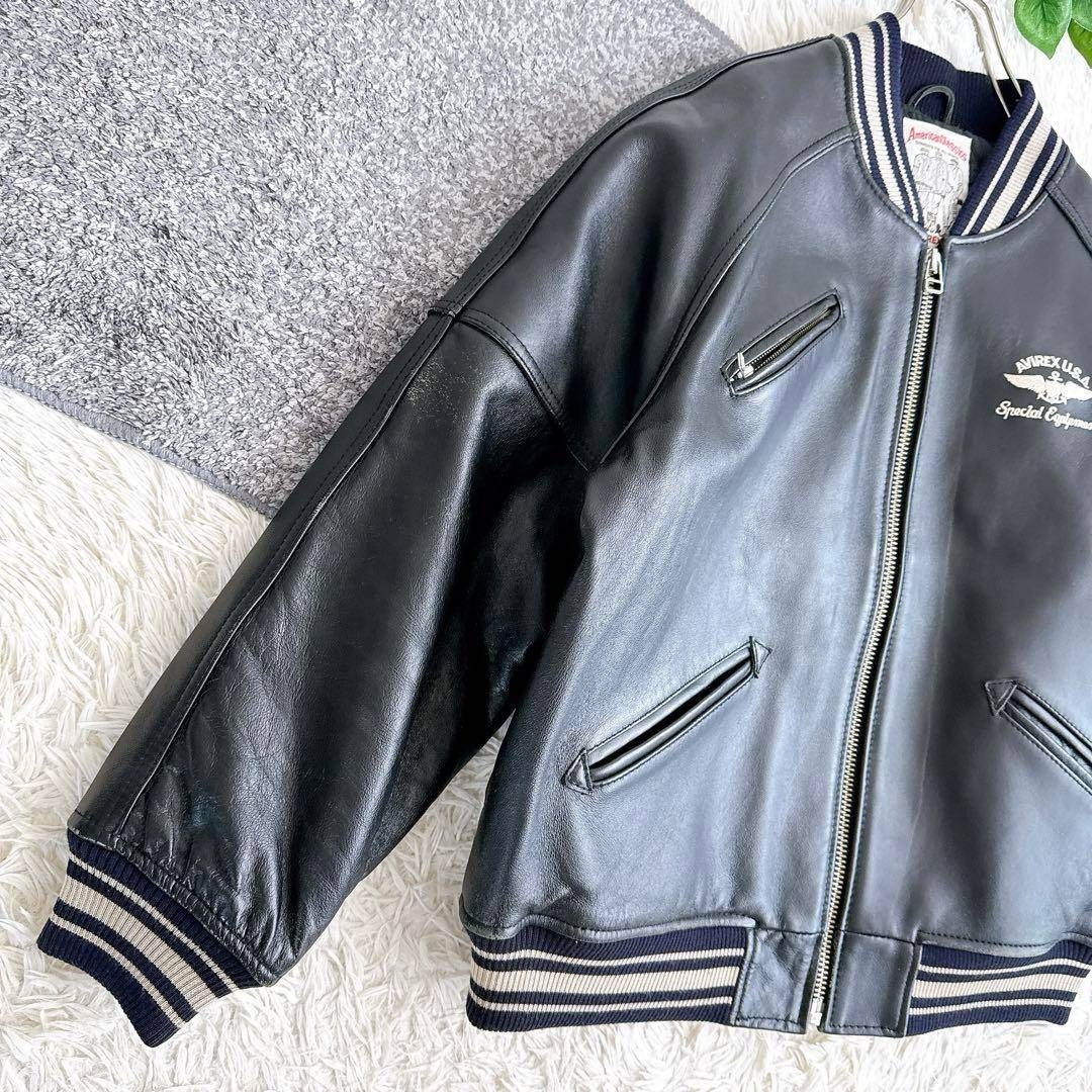 AVIREX - 良品 AVIREX アーチロゴ レザージャケット スタジャン L