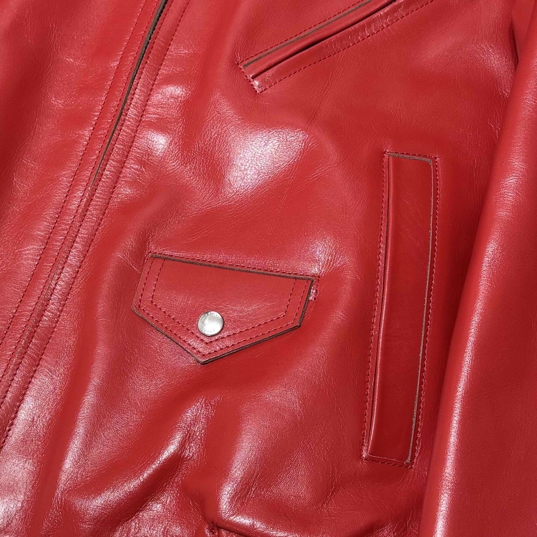 sacai - 【SACAI】25SS ZIP UP LEATHER JACKET RED 2の通販 by R
