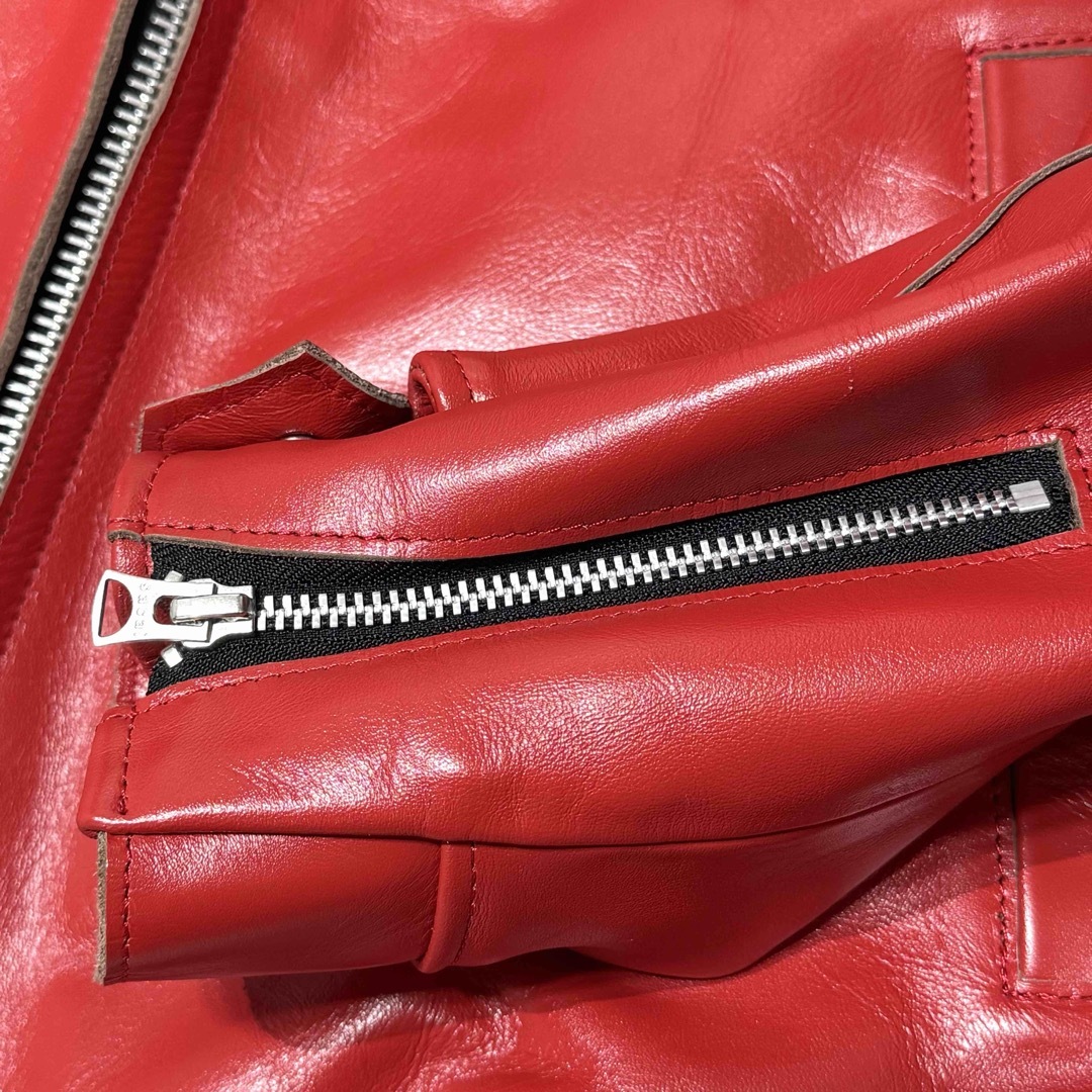 sacai - 【SACAI】25SS ZIP UP LEATHER JACKET RED 2の通販 by R