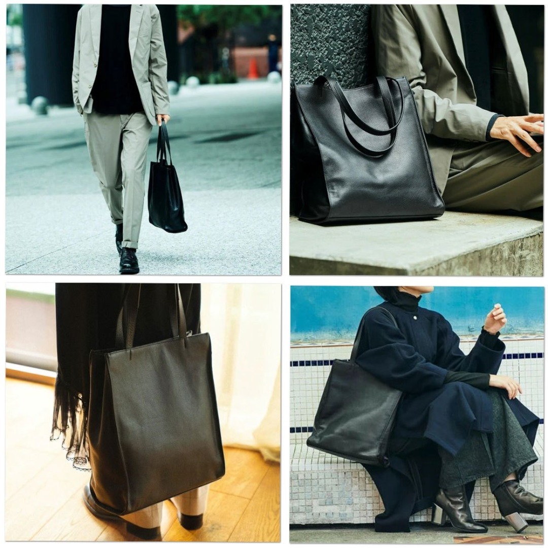 新品 SONNE バッグ レザートートバッグ 縦型 CLAUDIO ブラック