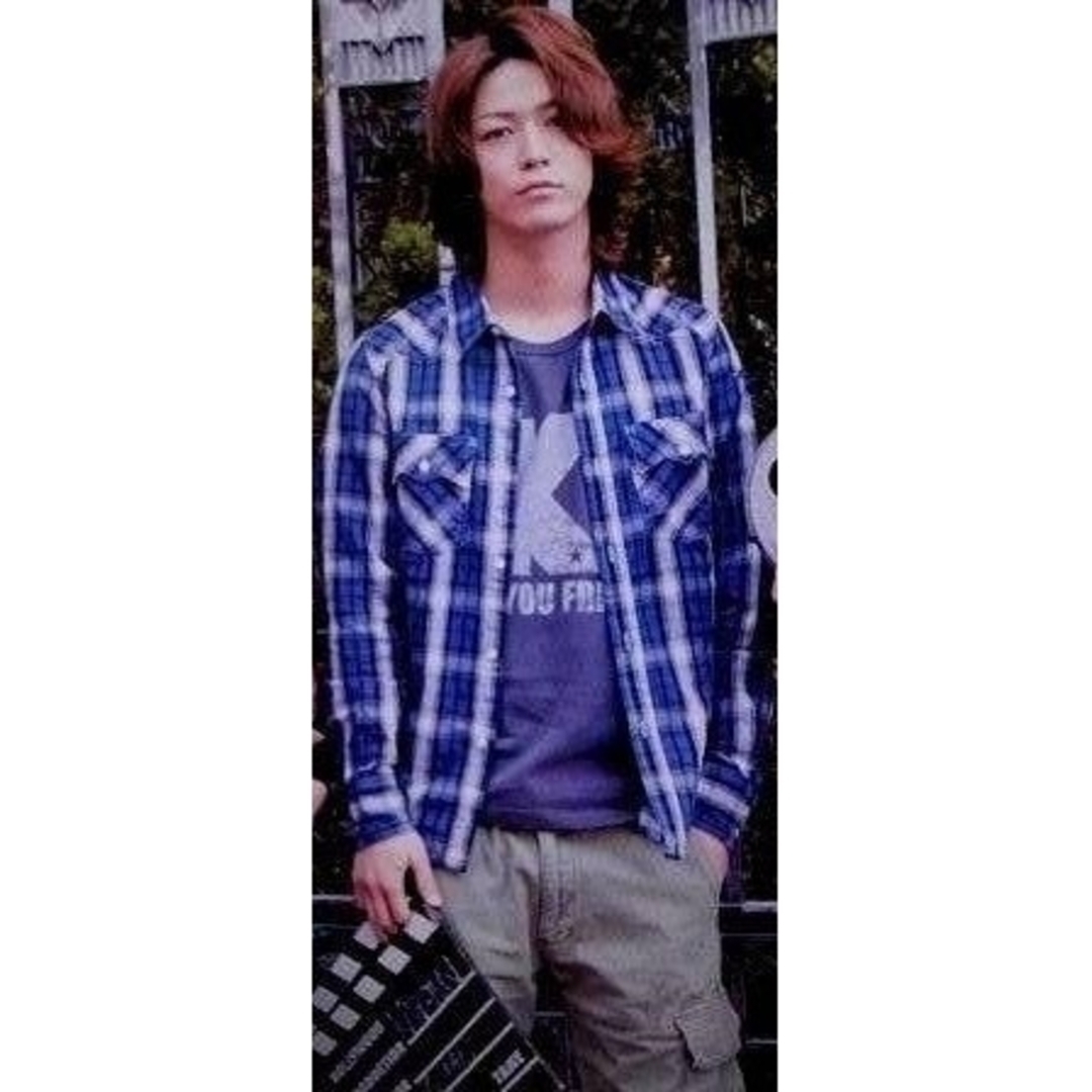 M - キムタク着 エム ウォッシュ加工インディゴ チェックシャツ長袖