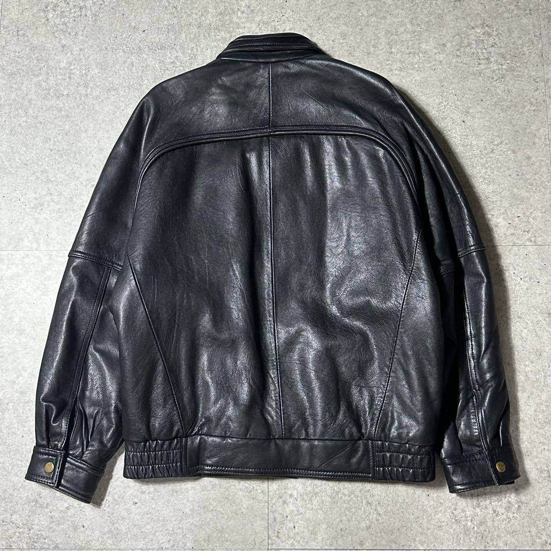 美品 Valentino uomo レザー ブルゾン 44 黒 深水光太