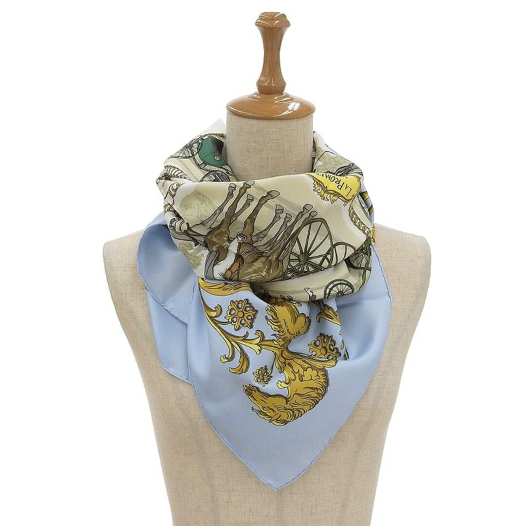 HERMES - エルメス HERMES スカーフ カレ90 シルク ブルー ロンシャン