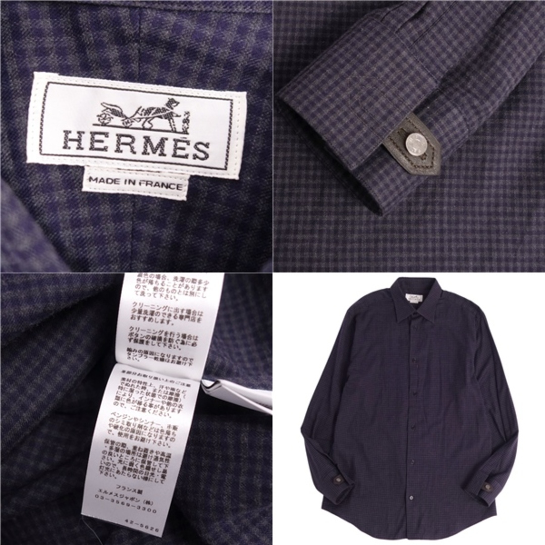 HERMES - 極美品 エルメス HERMES シャツ ネルシャツ ロングスリーブ