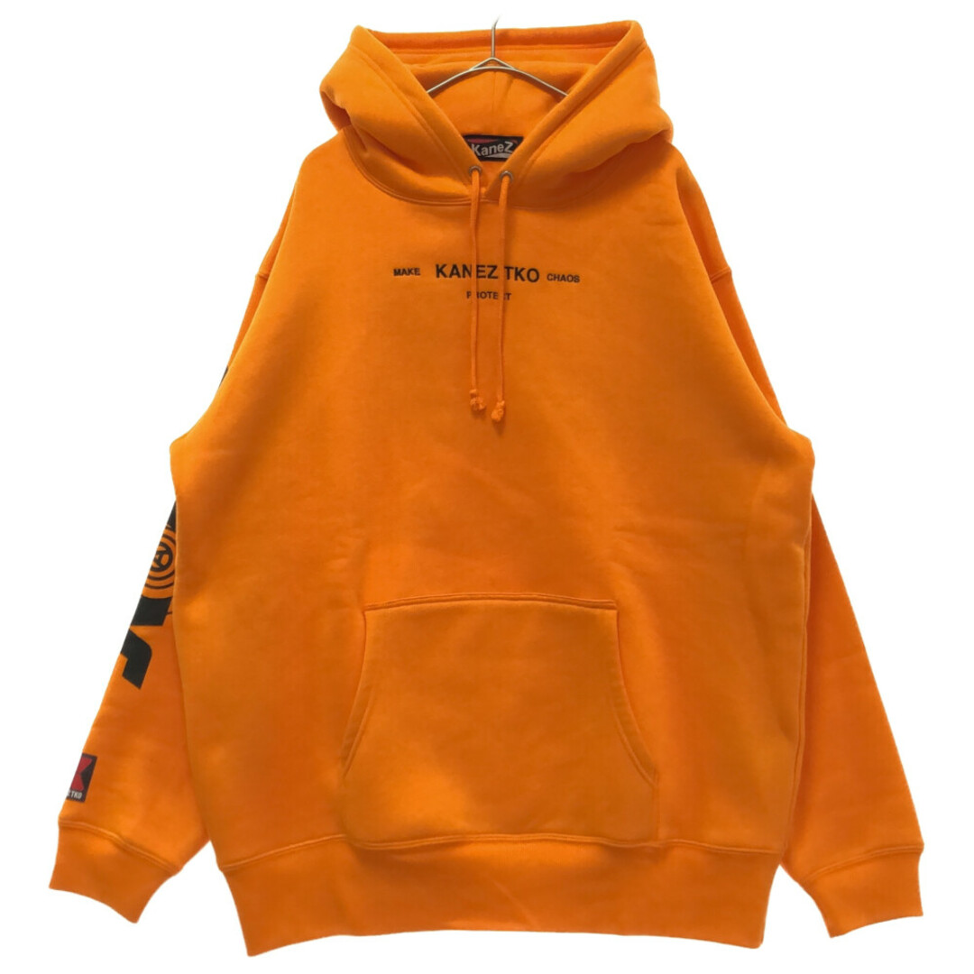 KaneZ ケインズ ロゴ刺繍プルオーバーパーカー オレンジ フーディー