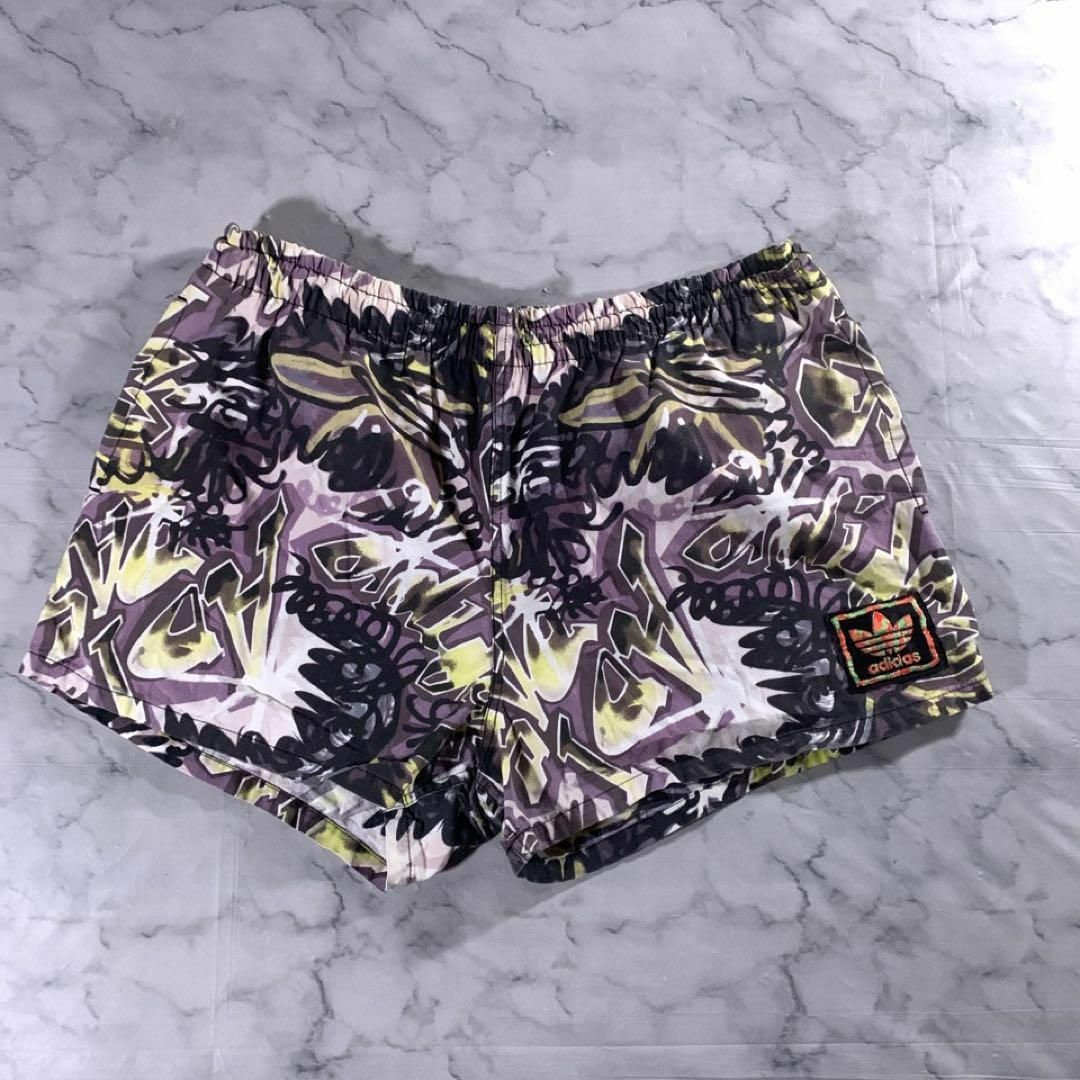 adidas - 90s adidas デサント製 派手 総柄 ランニング ショートパンツ