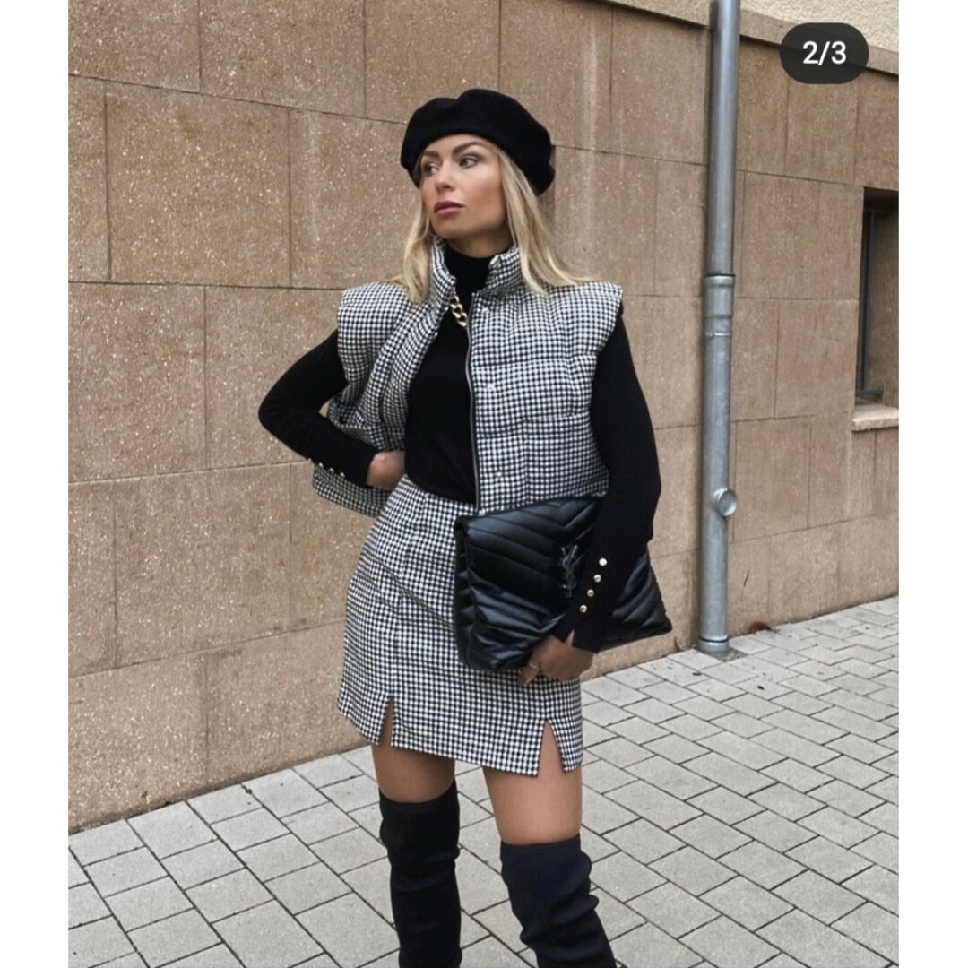 ZARA - ZARA チェック柄ミニスカート Mサイズ チェック柄の通販 by