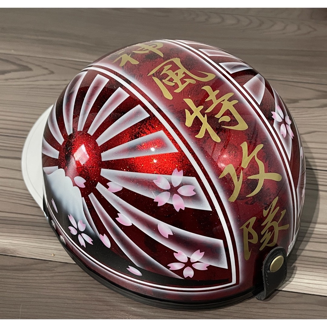 七色ラメ 桜 富士日章 コルク半 ヘルメット 旧車會 暴走族