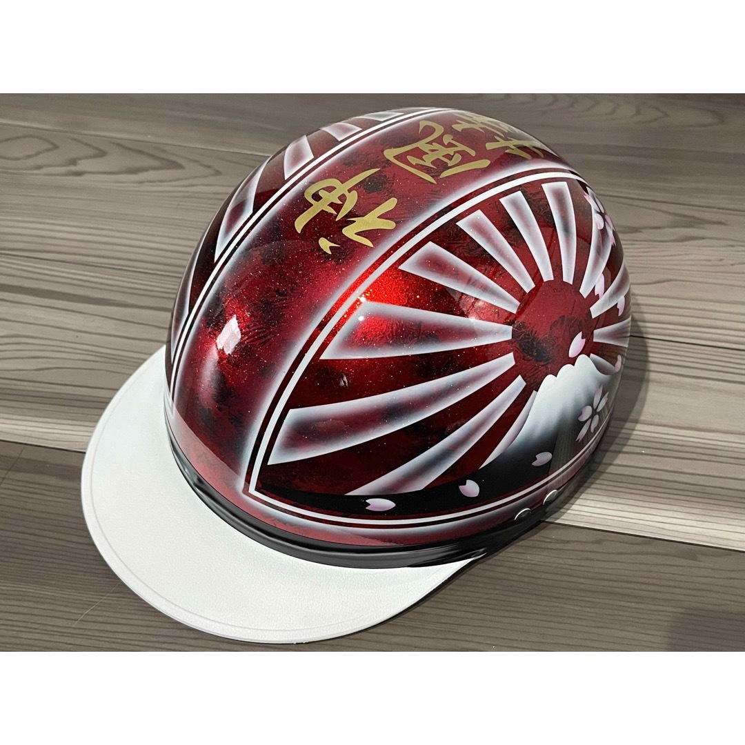 七色ラメ 桜 富士日章 コルク半 ヘルメット 旧車會 暴走族