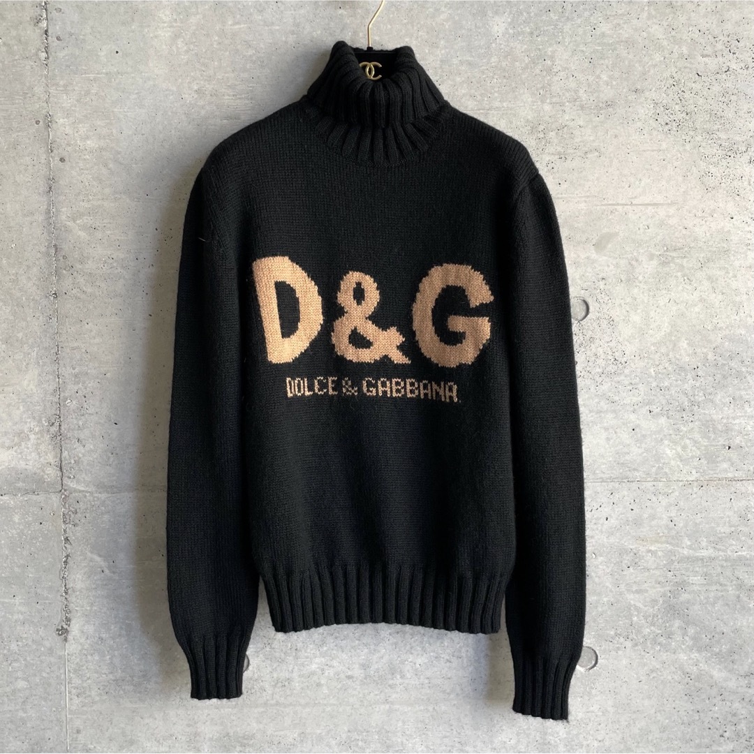DOLCE&GABBANA - 美品 D&G ハイネックニット 46 イタリア製 ロゴパッチ