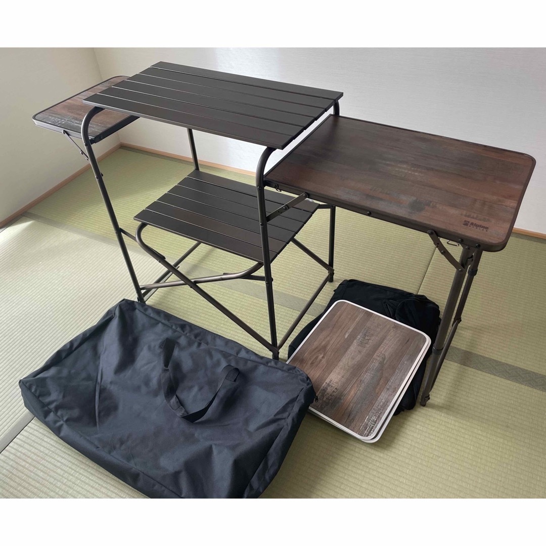 折りたたみキッチンテーブルと折りたたみチェアのセットAlpine