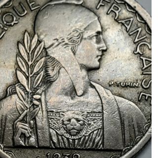 ヴィンテージフランス領インドシナ20セント1941年/月桂樹の枝女神