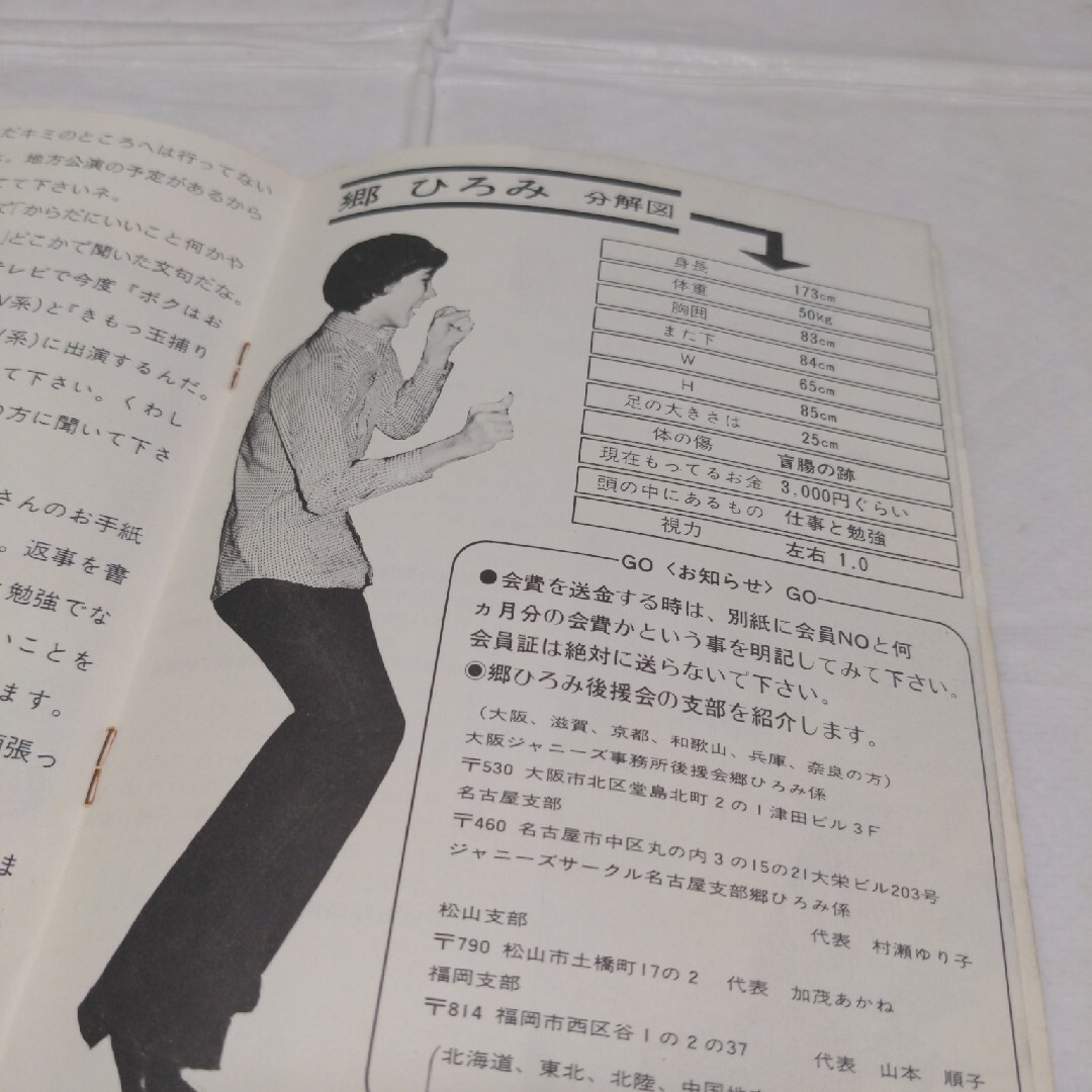 郷ひろみ Go郷ゴウ No.1号 冊子 郷ひろみ後援会 会報 ジャニーズ事務所