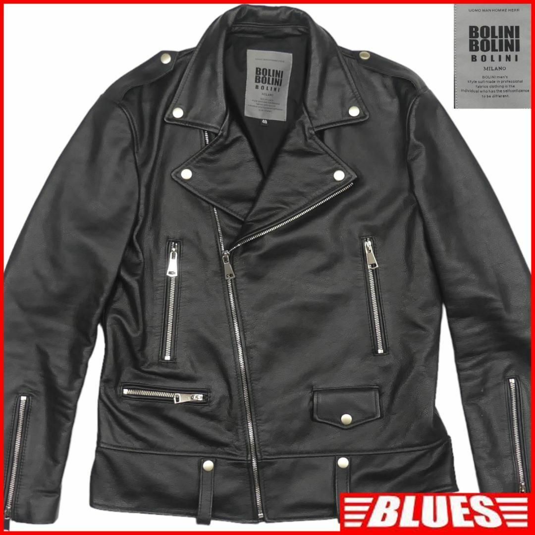 BOLLINI - ライダースジャケット 本革 ダブル メンズ レザージャケット