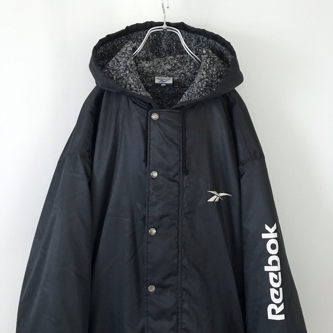 Reebok - 90s リーボック☆ビッグベクターロゴ刺繍☆裏地ボア☆ベンチ