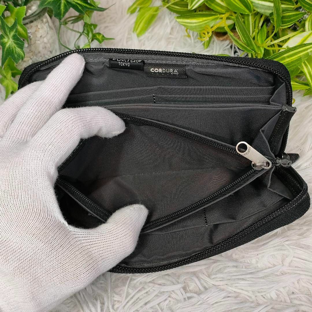 PORTER - PORTER 長財布 ブラック ラウンド ナイロン ポーター 財布 黒