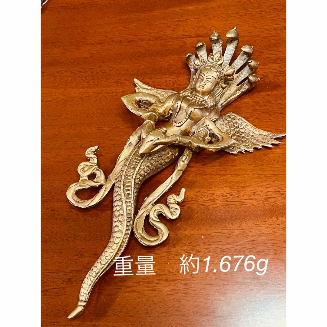 新品 送料無料 壁掛け ヒンドゥー教 ナーガ 女神 蛇神 約34.5㌢⑤の