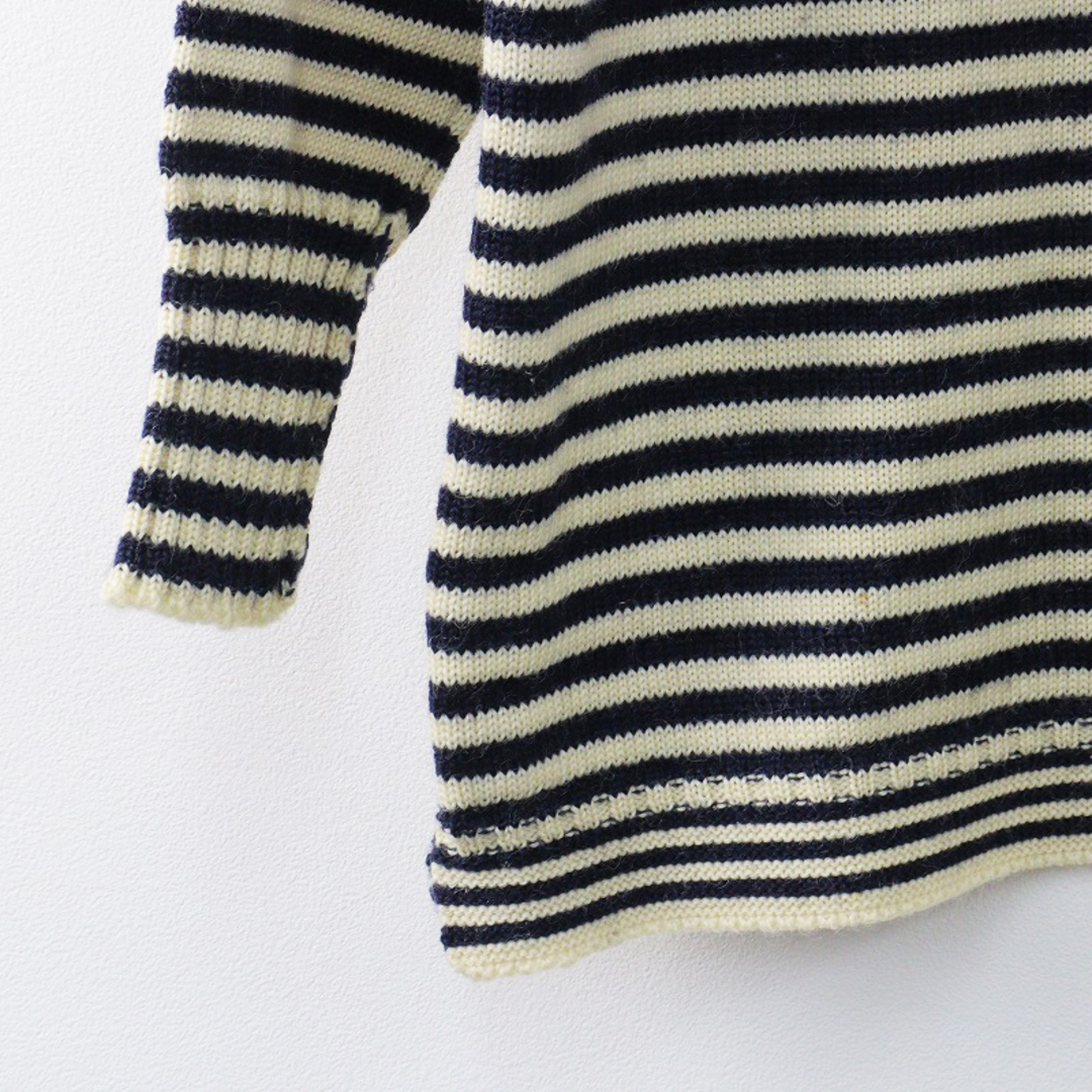 ルトリコチュール Le Tricoteur ウール100% ボーダー ガンジーセーター