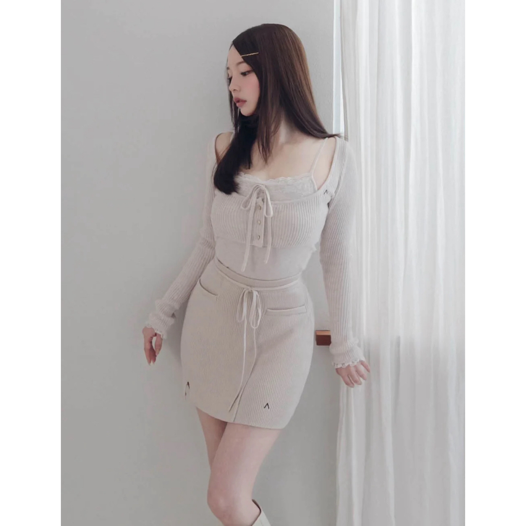 ANDMARY Brenda lace knit set beige