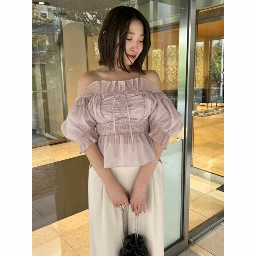 SNIDEL - 【新品】SNIDEL ギャザーフリルオフショルブラウス LPNK