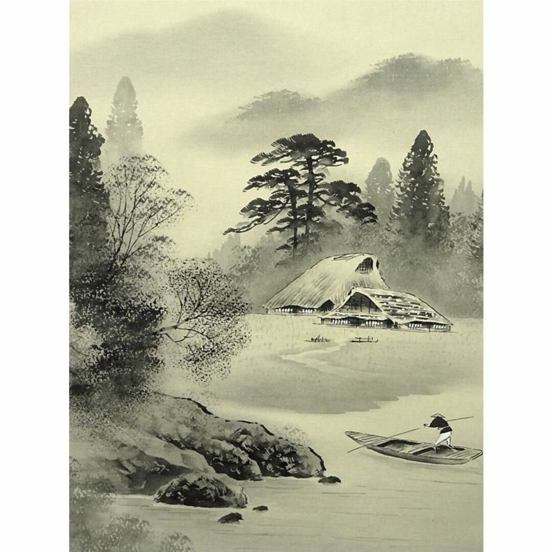 斉白石 山水画 掛け軸 四尺 手描き 中国美術 絵画 書画 山水図 風景画