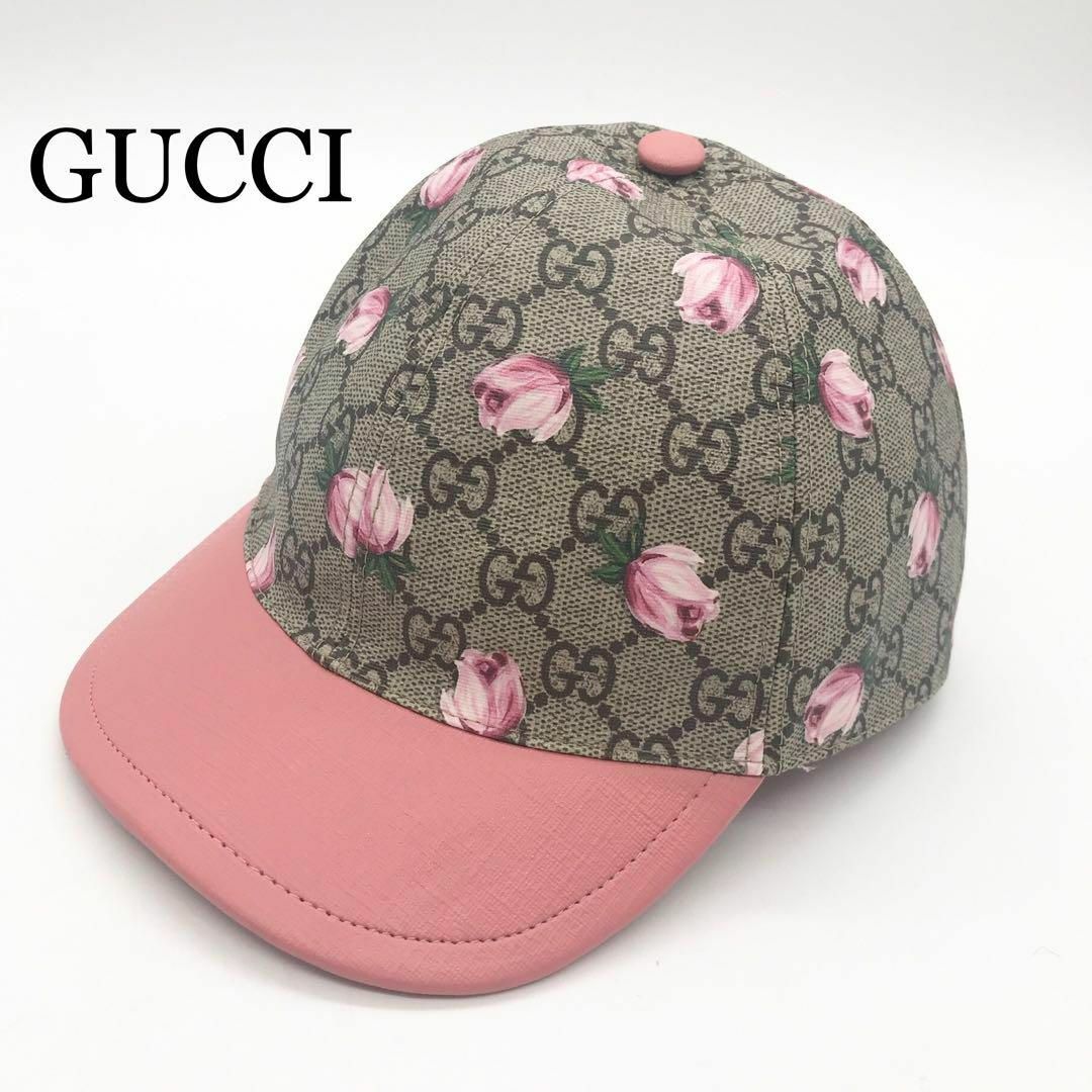 GUCCI - 【極美品】GUCCI キャップ GG柄 花 フラワー 帽子 ピンクの