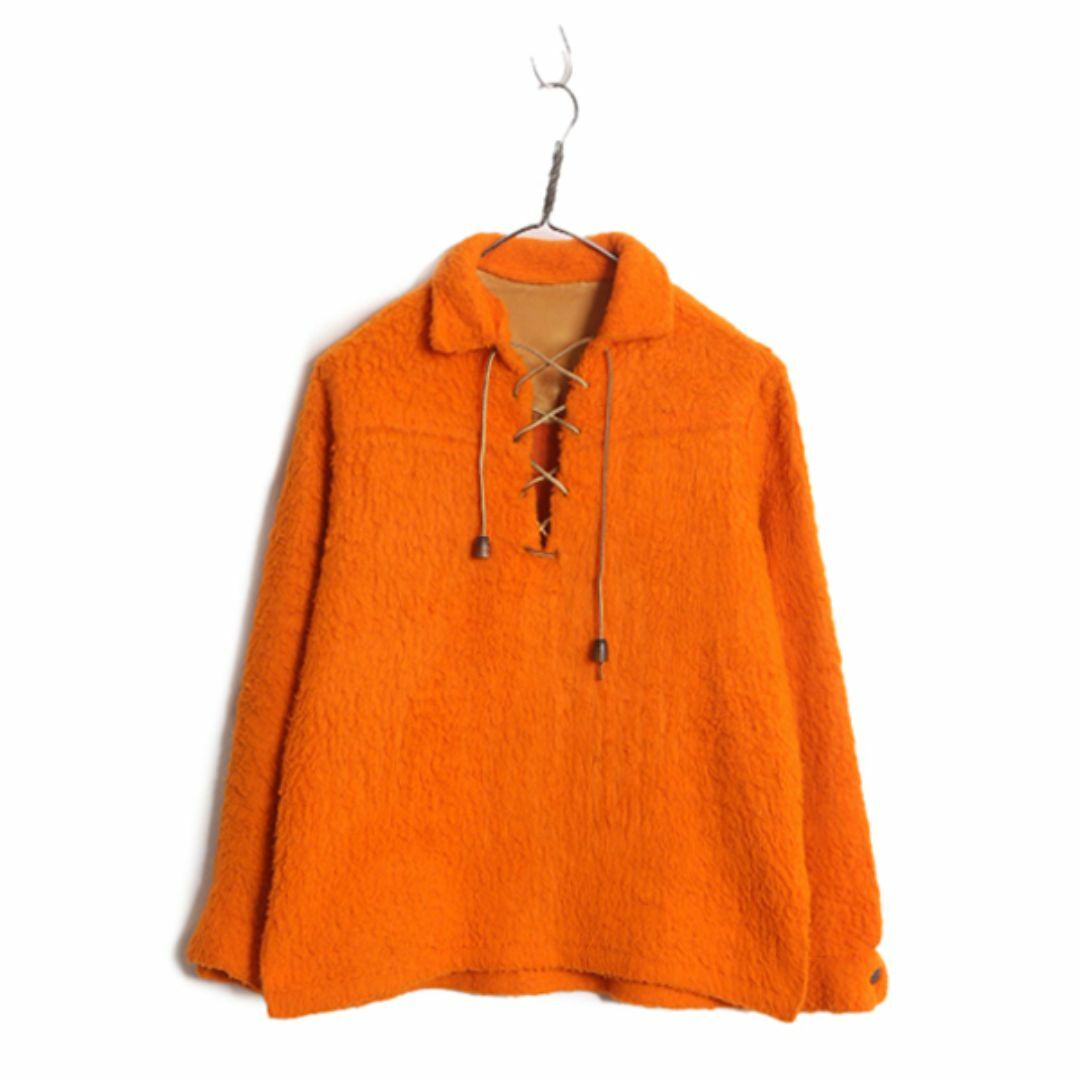 50s 60s ☆ レースアップ フェイクファー プルオーバー シャツ メンズ