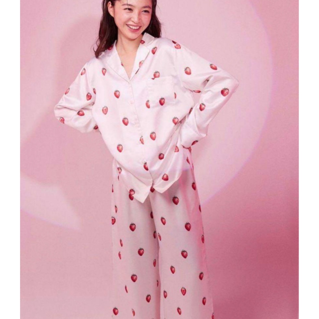 gelato pique - ジェラートピケ ストロベリー柄サテンパジャマ 上下