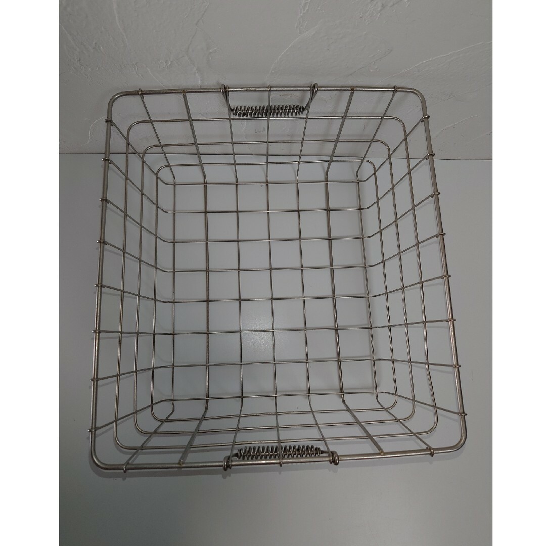 学校給食かご 食器入れ ステンレス アンティーク 昭和レトロ 籠