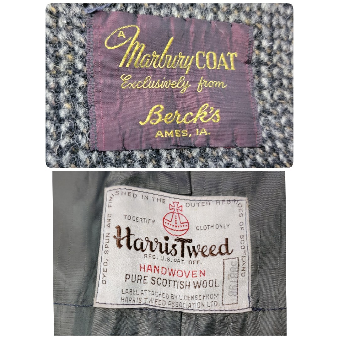 VINTAGE 50S Berck's ハリスツイード ステンカラーコート