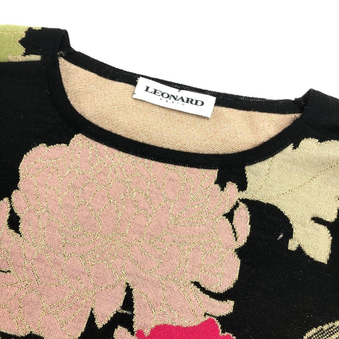 LEONARD - LEONARD レオナール 長袖ニット メインライン/花柄 ブラック