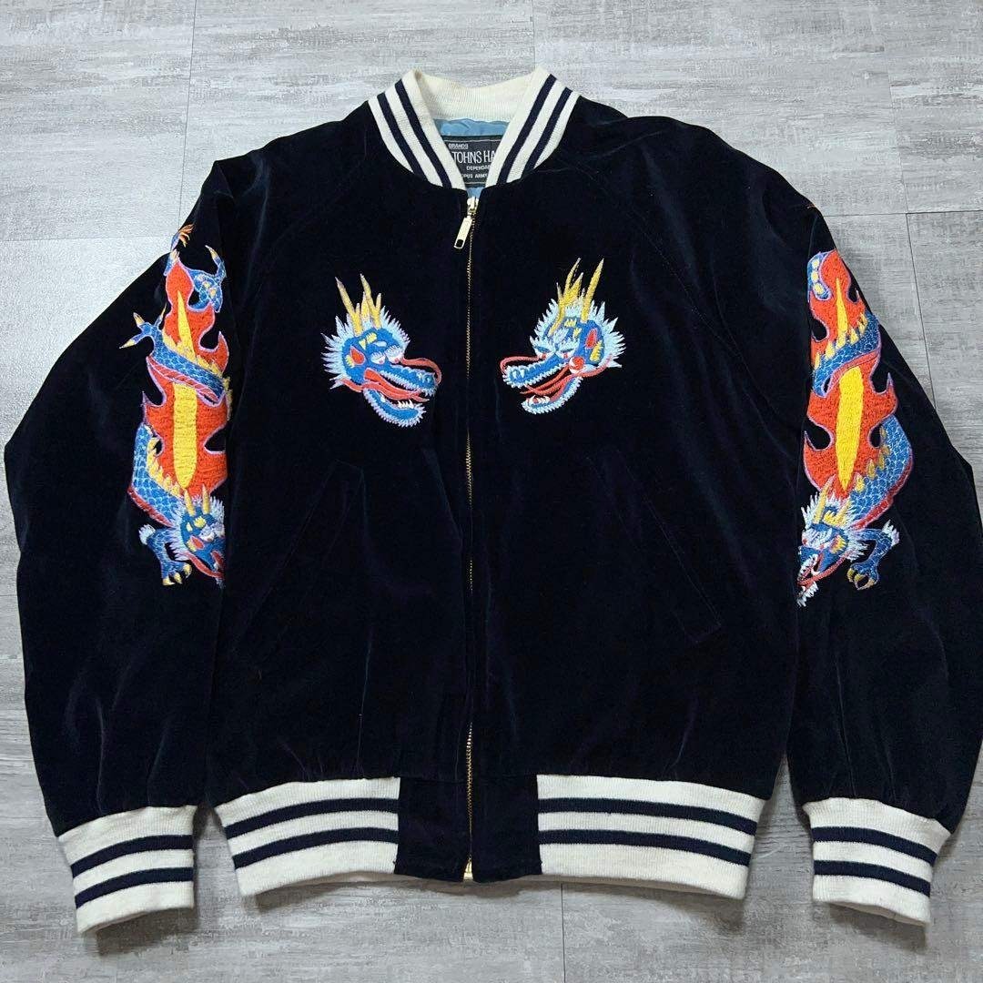 OCTPUS ARMY 別珍 スカジャン 黒 ベロア スカジャン 刺繡 ブルゾン