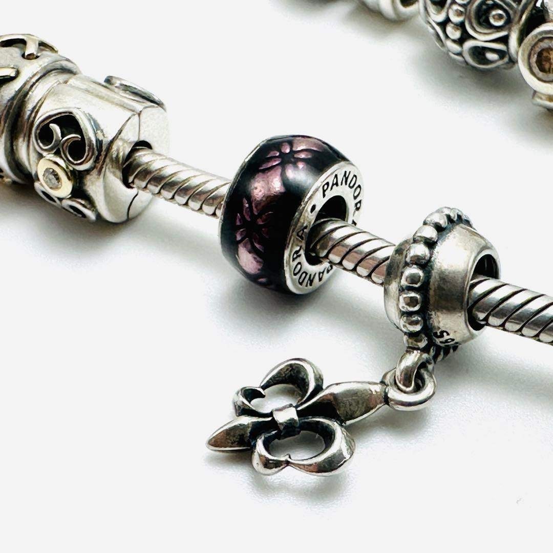 PANDORA シルバーブレスレット チャーム16個付き ティアラ クロス