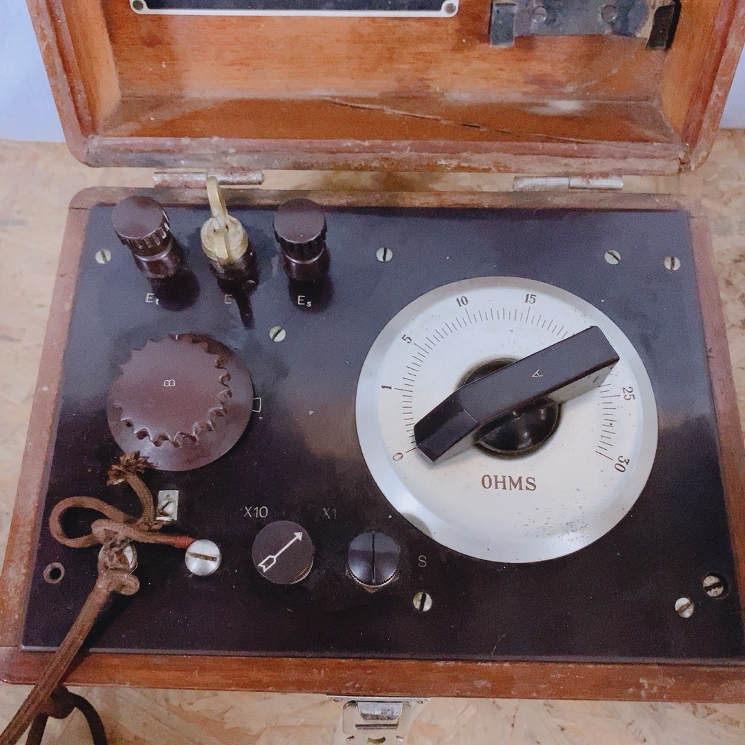 昭和アンティーク☆接地抵抗測定器 アーステスター 木箱 現状渡し