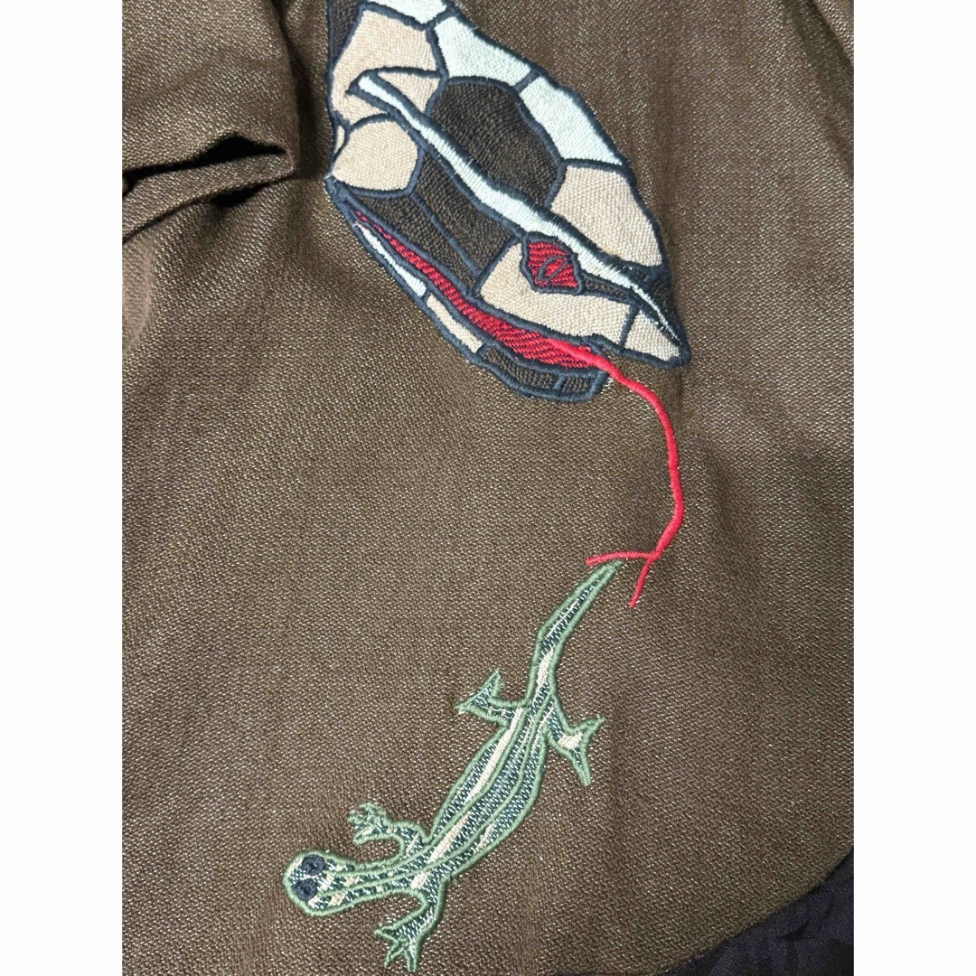 60s 70s vintage ガウンコート ロングジャケット 刺繍 トカゲ 蛇