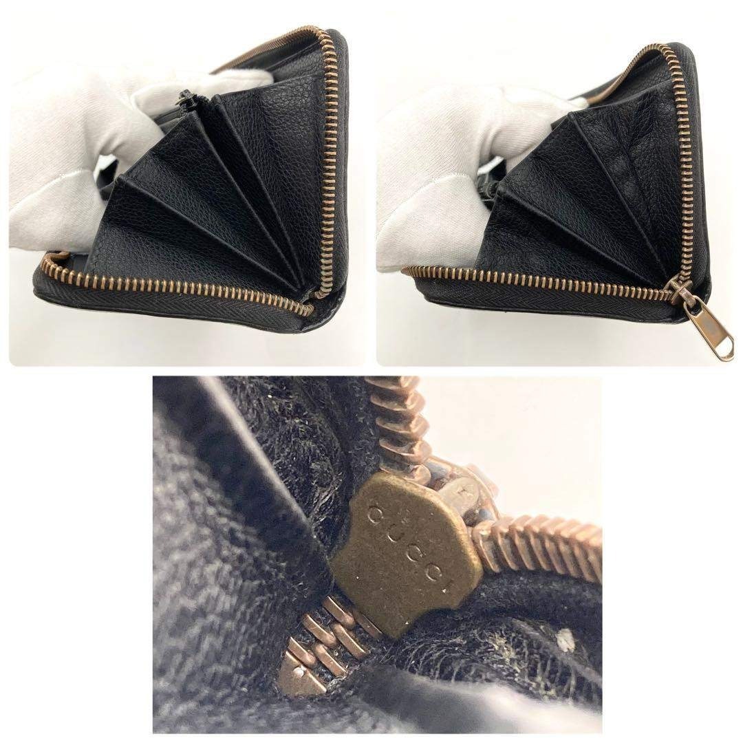 GUCCI - レア！美品✨GUCCI 長財布 ラウンドジップ 黒 レザー ロゴ