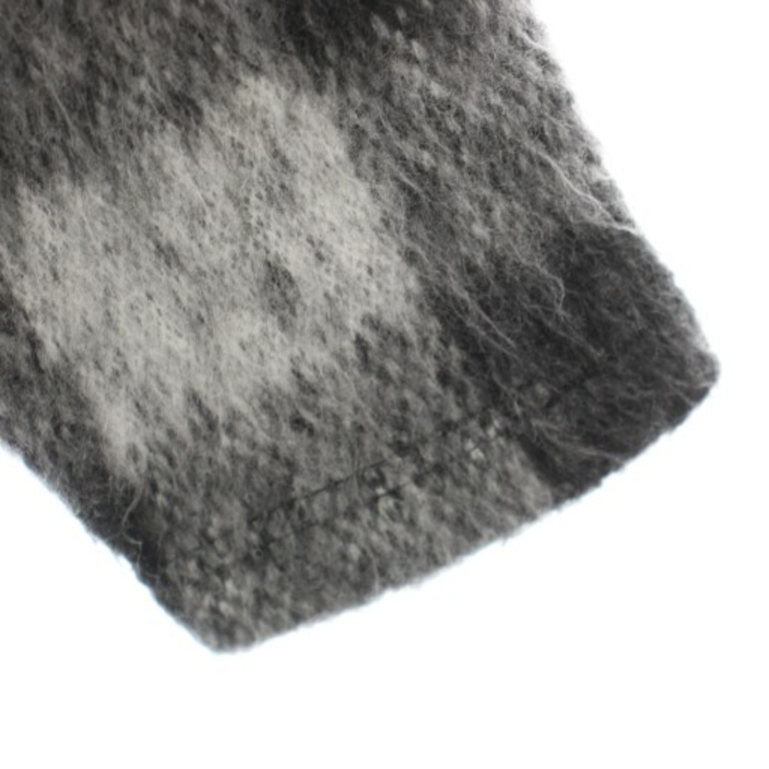 monitaly シャギーニットカーディガン Vネック 長袖 チェック柄 M