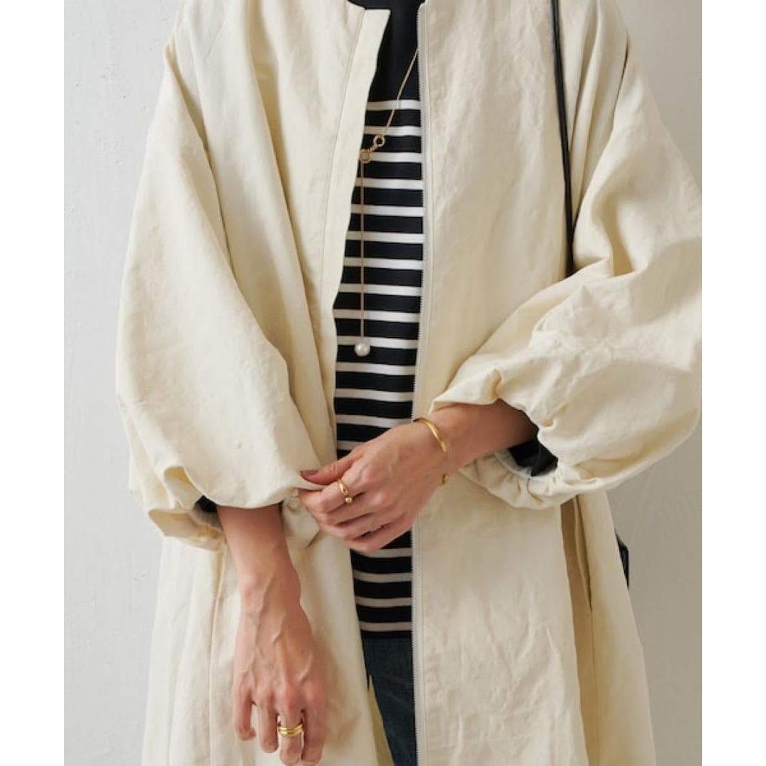 BEARDSLEY - BEARDSLEY リネンポリバルーン袖コート オフホワイト