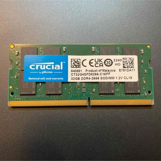 crucial - 【中古】DDR4-2400 32GB(16GB×2枚) crucialの通販 by カール