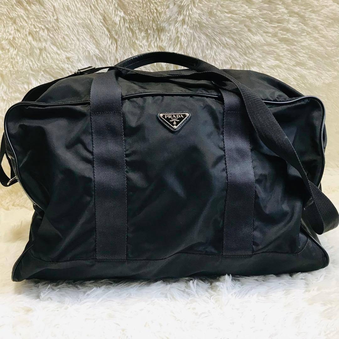 PRADA - 【極美品】プラダ ボストンバッグ 2way ナイロン 黒 三角ロゴ