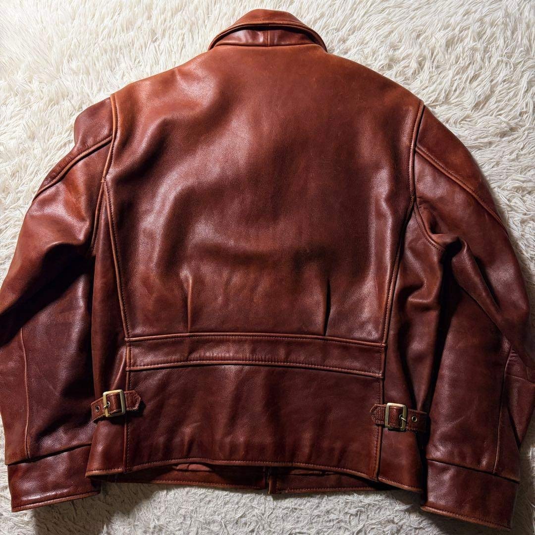 雰囲気抜群】B-McCOY'S ライダースジャケット ステアハイド 赤茶 40の
