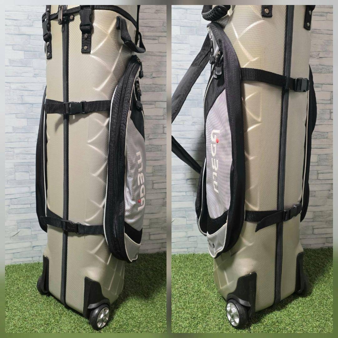 極美品 MEGA GOLF キャスター付 ハードケース キャディバッグ グレーの