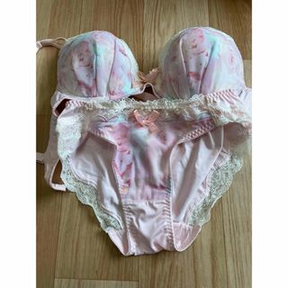 aimer feel - エメフィール♡C70黒レース水色ストライプブラパンティ