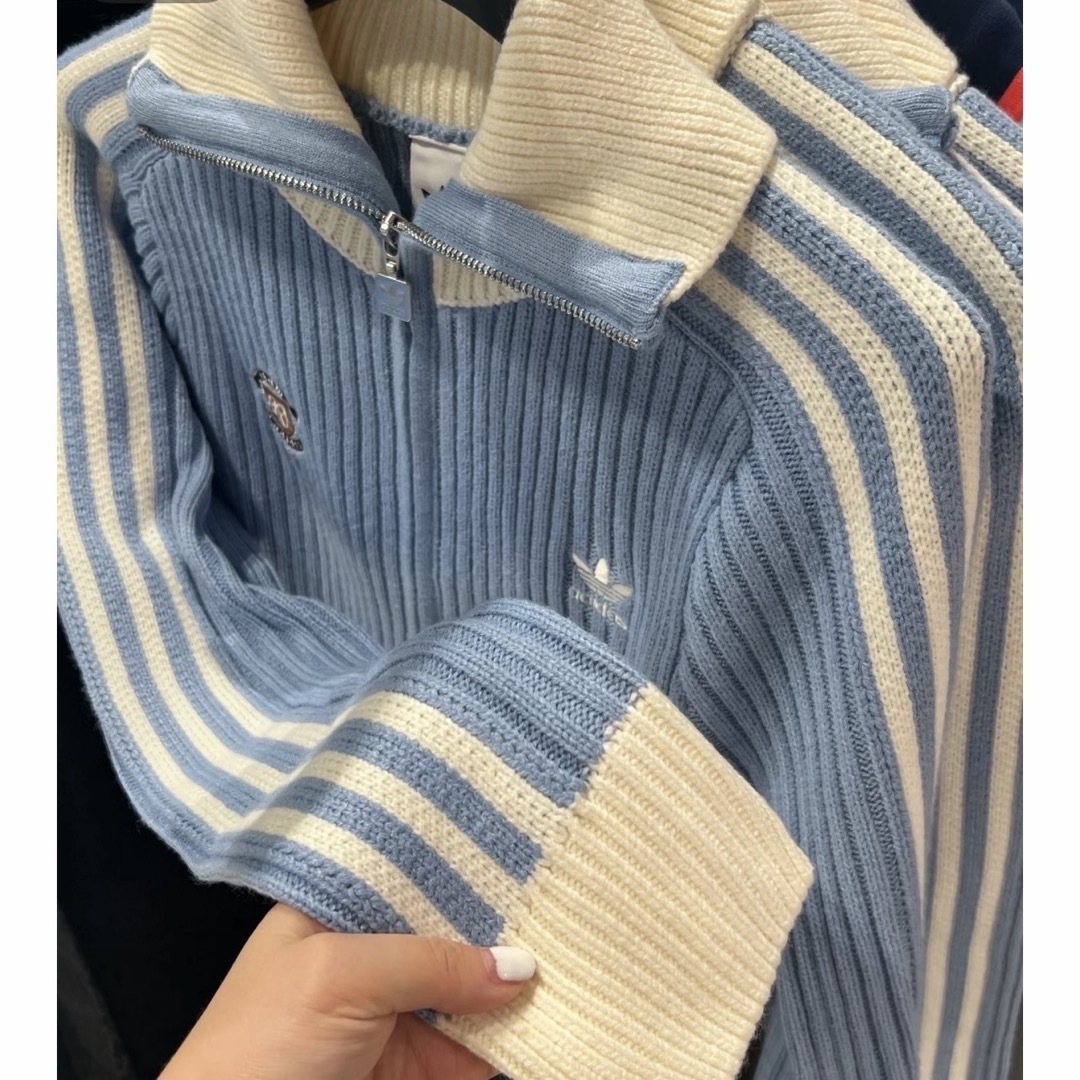 adidas - 海外限定M Adidasジップアップ ニットジャケット KF0719の