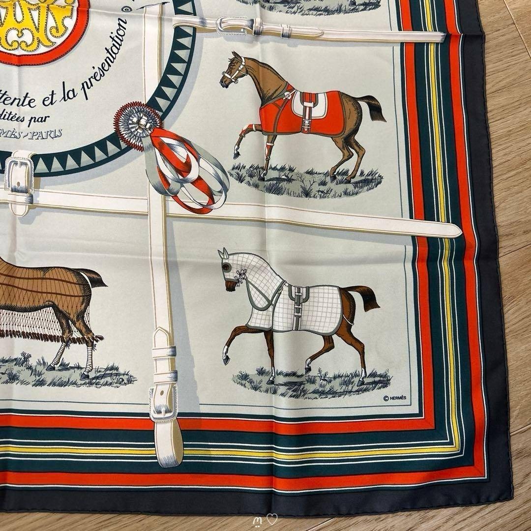 HERMES - HERMESエルメス カレ90 馬着 シルクスカーフ グレージュ