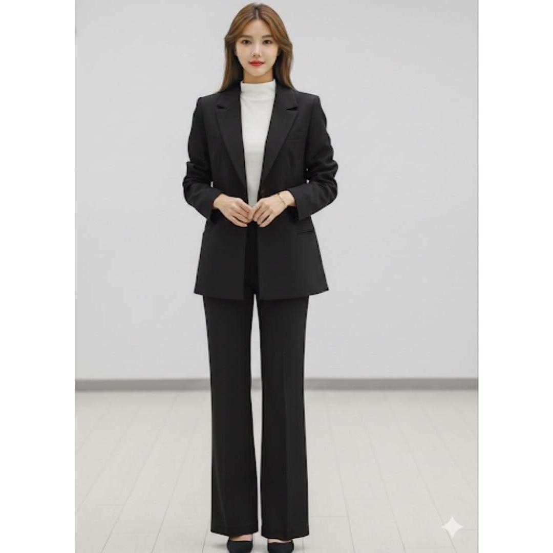 ブラック パンツスーツ 上下セット セレモニー 仕事 通勤 入学式 卒業